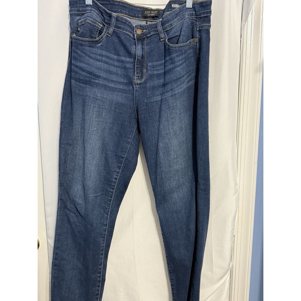 Judy Blue Relaxed Fit Jeans Womens 15/32 Distressed Raw Hem Stretch Denim